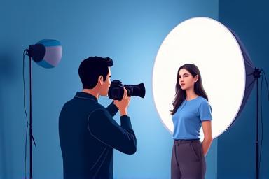 Photographer taking a portrait in the studio.