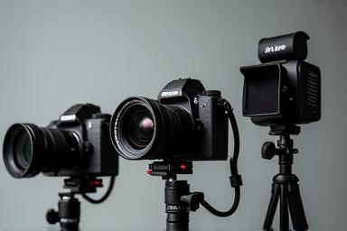 Professional studio camera and lighting equipment.